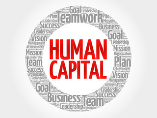 Human capital circle stamp word cloud, business concept