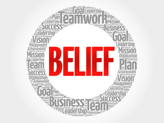 BELIEF circle stamp word cloud, business concept