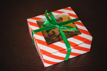 Fototapeta premium Homemade dog bones shaped cookies in box