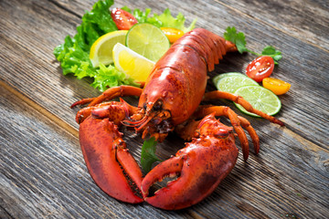 A delicious freshly boiled lobster 