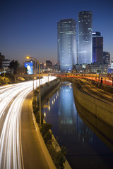 Tel Aviv. Image of Tel Aviv during twilight blue hour.