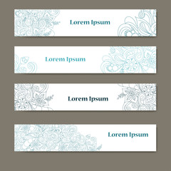 Set of banners for business. Corporate identity vector template with doodles for your design.