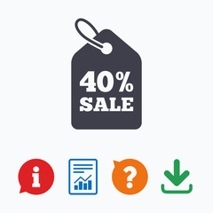 40 percent sale price tag sign icon.