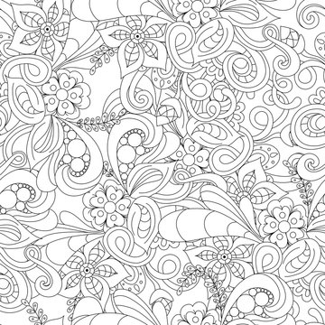 Hand drawn doodle pattern in vector. Zentangle background. Seamless abstract texture. Ethnic doodle design with henna ornament.