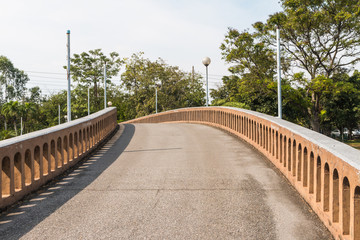 Closeup of the bridge in the garden
