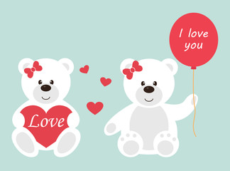 romantic teddy with balls and heart