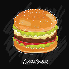 Burger vector isolated on black background