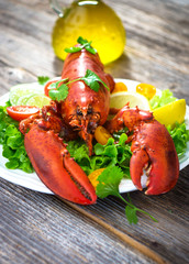 A delicious freshly boiled lobster 
