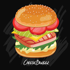 Burger vector isolated on black background