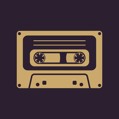 The tape icon. Cassette symbol. Flat