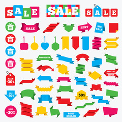 Sale gift box tag icons. Discount symbols.
