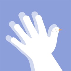 Mano-paloma blanca. Día mundial de La Paz