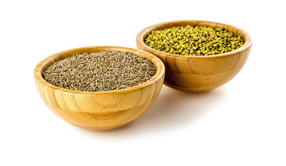 Delicious cumin pods with coriander