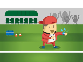 Fototapeta premium coach time watching to celebrate