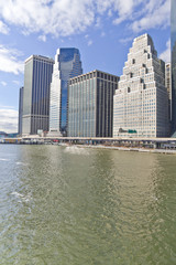 Manhattan buildings and East river