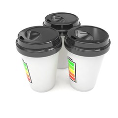 Three paper coffee cups