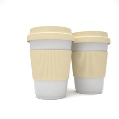 Three paper coffee cups
