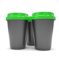 Three paper coffee cups