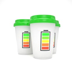 Three paper coffee cups