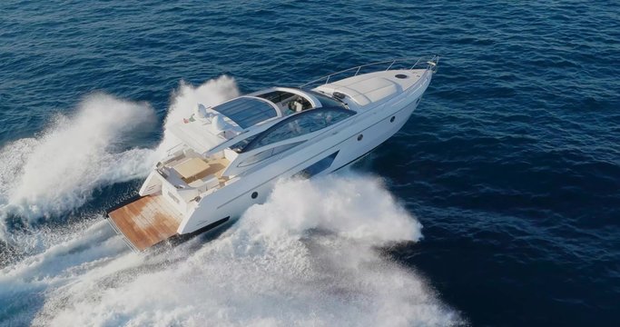 luxury motor boat, aerial view, rio yachts best italian yacht