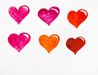 colorful hearts watercolor