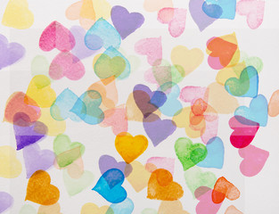 colorful hearts watercolor
