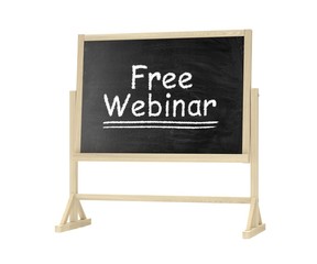 Fototapeta premium Free Webinar concept. Blackboard, chalkboard isolated on white