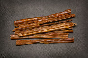 treats for dogs. Dried beef intestines