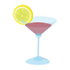 Cocktail with a lime slice cartoon icon
