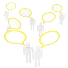 people with talk bubbles isolated over a white background