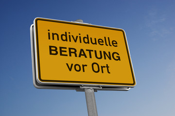 Obraz premium Schild Beratung vor Ort