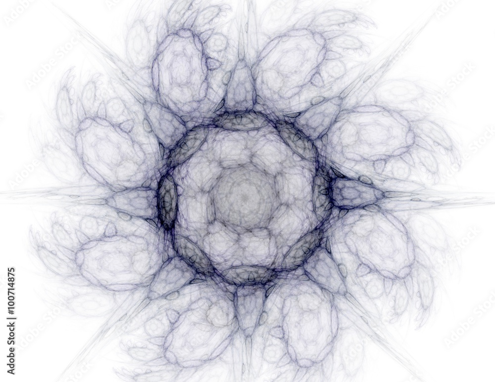 Poster elementary particles series. interplay of abstract fractal forms on the subject of nuclear physics s
