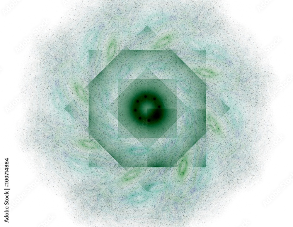 Poster elementary particles series. interplay of abstract fractal forms on the subject of nuclear physics s