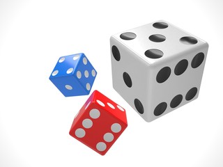 three dices on white