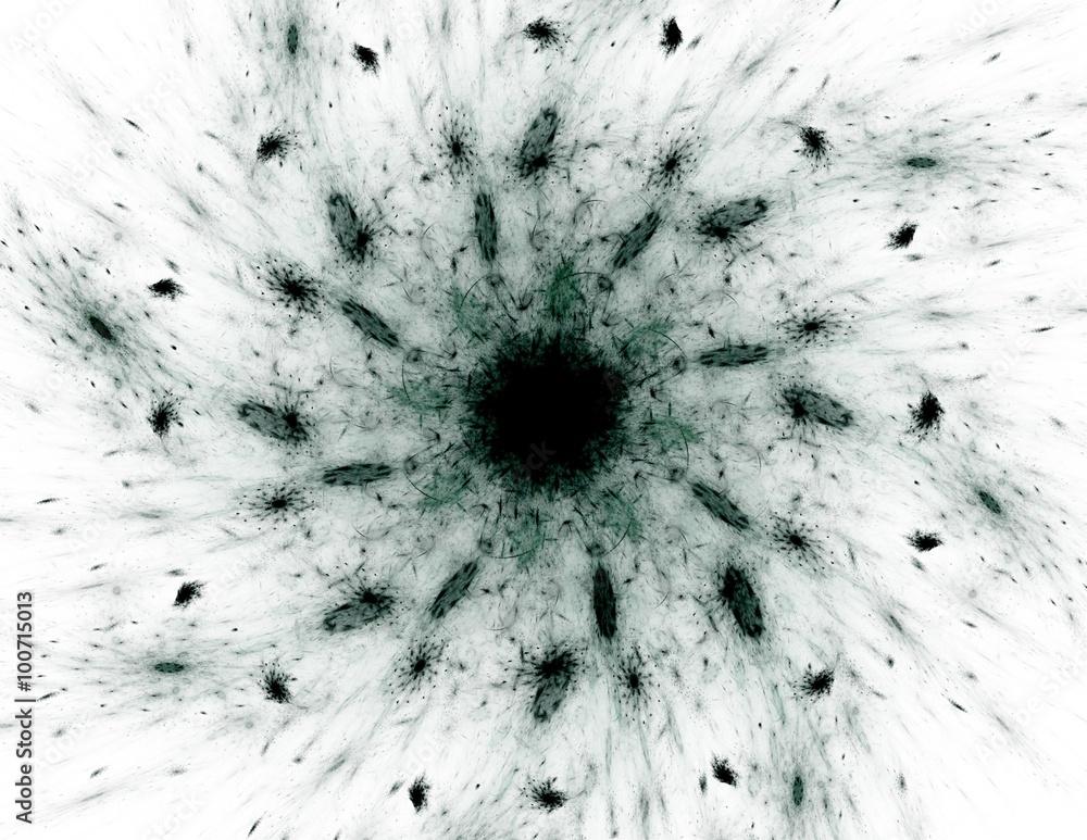 Poster elementary particles series. interplay of abstract fractal forms on the subject of nuclear physics s