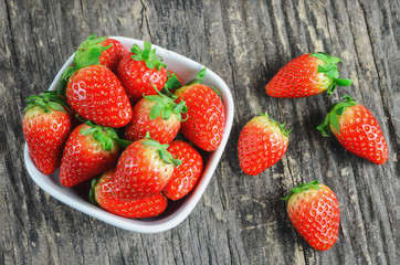 Strawberries in white bowl