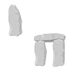 A vector illustration icon of old burial Stones. Ancient Standing Stone Vector illustration. Historic structures made form stone.