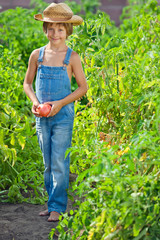 The farmer kid with carrot 