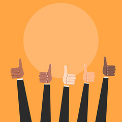 Hand with thumb up. Positive feedback