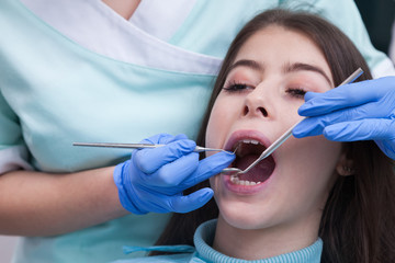 Young woman at the dental office.