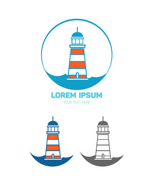 Lighthouse Logo Template for Your Design on White Background