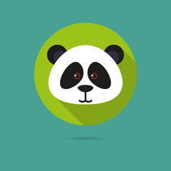Cute panda face flat design icon
