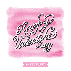 Valentines day lettering background.Watercolor square 