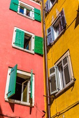 Fototapeta na wymiar Colorful Facades And Windows Shutters-Croatia