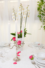 wedding table with flowers