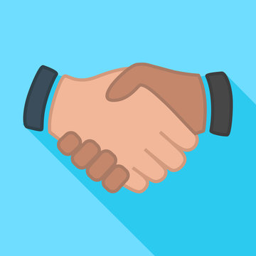Handshake on blue background, vector