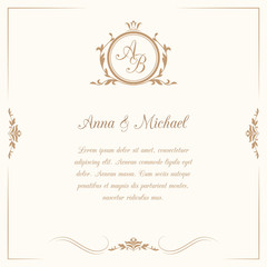 Wedding invitation with monogram