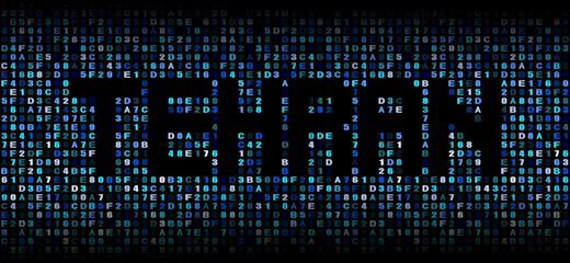 Tehran text on hex code illustration