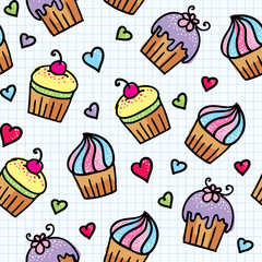 pattern with cupcakes