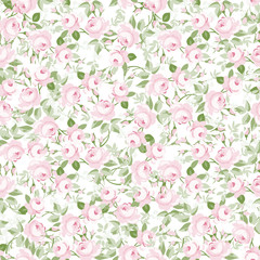 Seamless floral pattern with little pink roses - 100720412